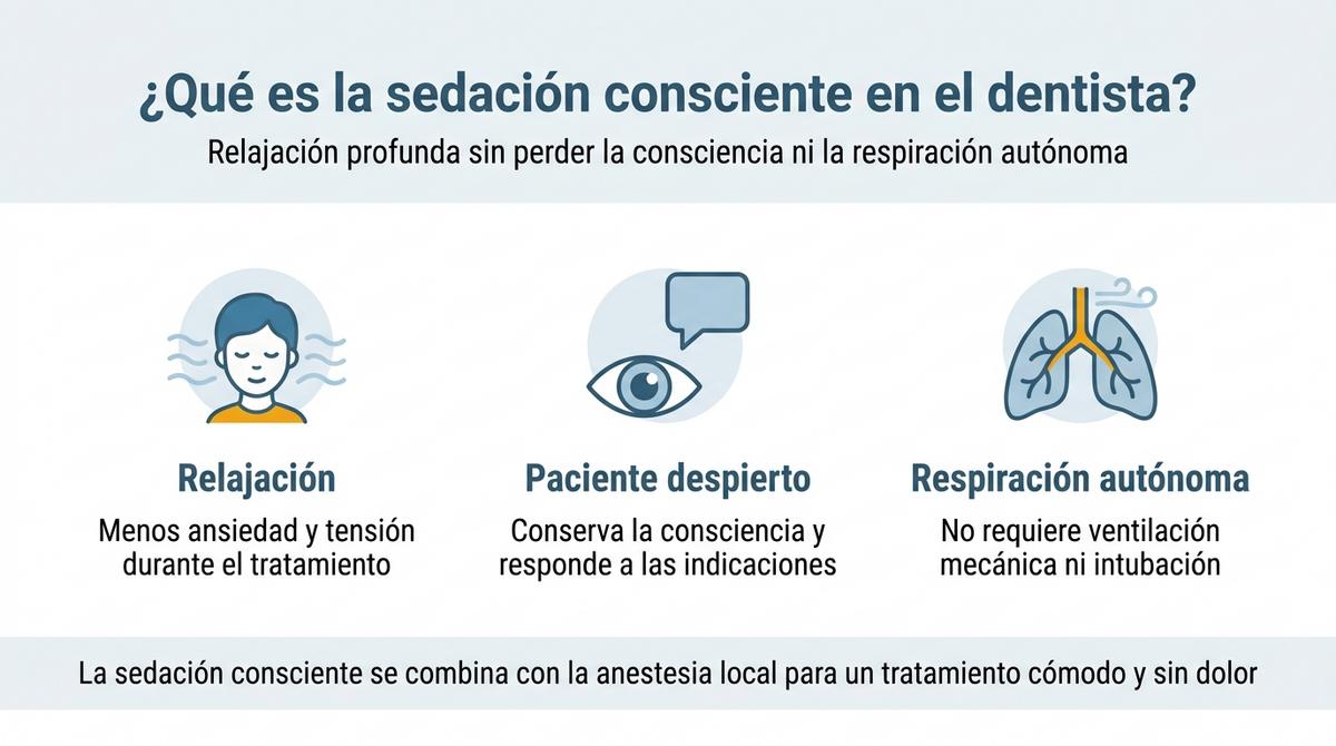 Infografía que explica de forma sencilla qué es la sedación consciente en el dentista